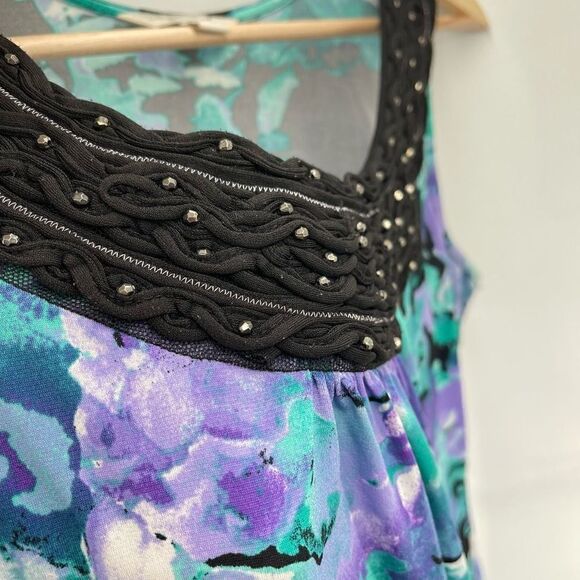 Laura Ashley Womens Shift Dress Floral Sleeveless PUrple Green Petite Medium - Picture 6 of 9